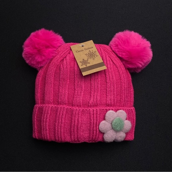 Accessories Baby Winter Warm Beanie Hat Boy Girl Knitted Fur Pompom